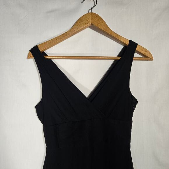 J. Crew Y2K Sophia Black 100% Silk Chiffon Surplice Empire Fairy Goth Dress 10 - Picture 5 of 7